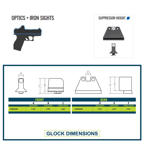 product variation NIGHT FISION Suppressor Height For Glock 17/19/34 White Front Ring /Blank Rear Night Sight Set (GLK-004-013-WGZX) image