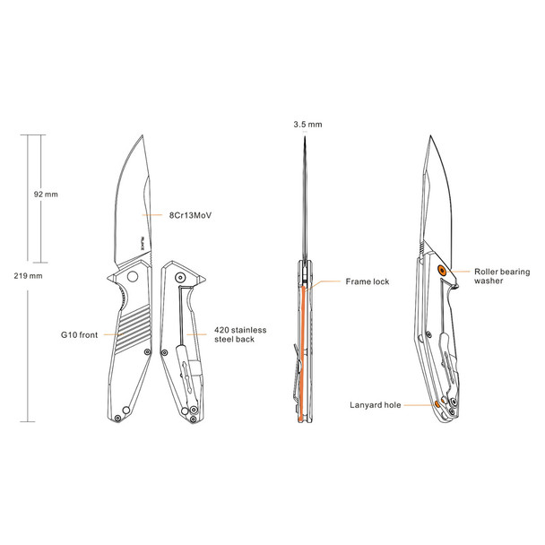 product variation RUIKE D191 3.62in 420 SS G10 Black Folding Knife (D191-B) image