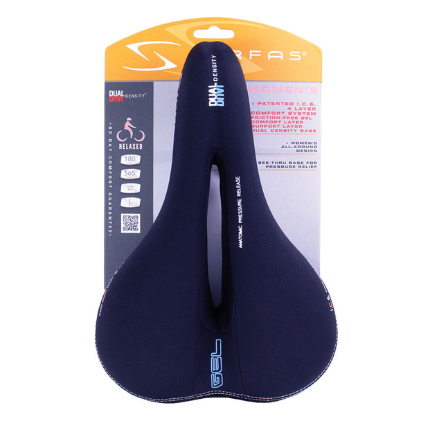 SERFAS Dual Density Women's Comfort Saddle with Cutout and Lycra Cover (DDL-CT)