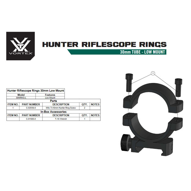 product variation VORTEX Hunter 30mm Scope Rings (30MRNG-L) image