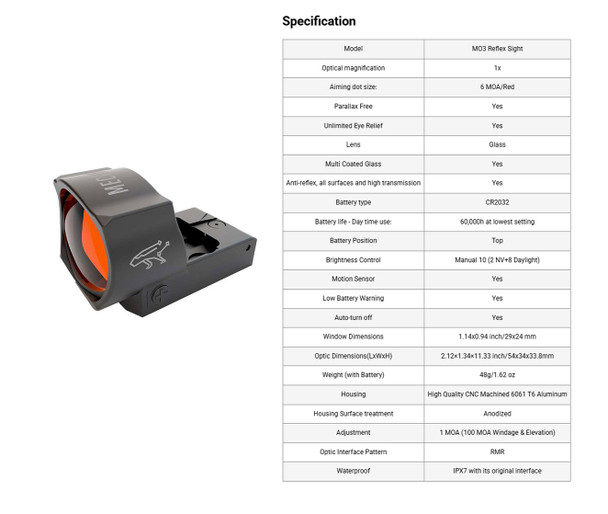 product variation CANIK MeCanik MO3 6 MOA Red Dot Competition Reflex Sight (PACN1103) image