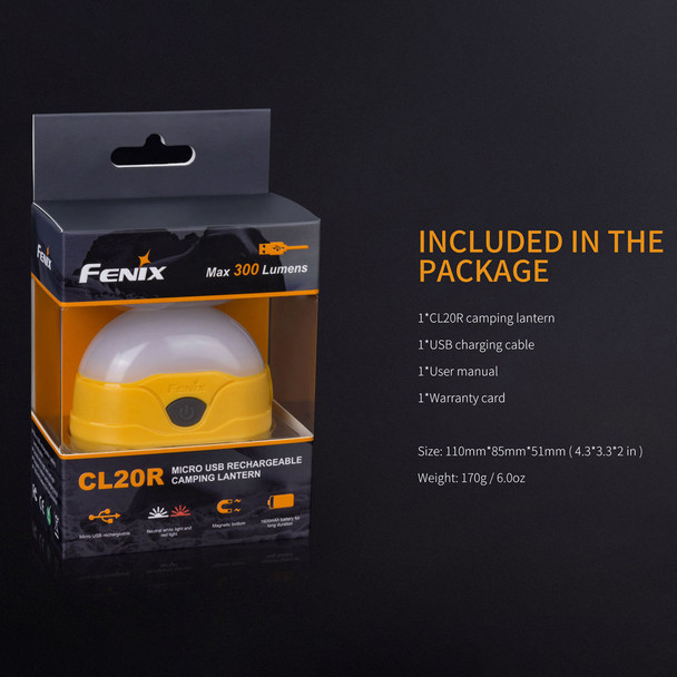product variation FENIX CL20R Rechargeable 300 Lumens Orange Camping Lantern (CL20R-Orange) image