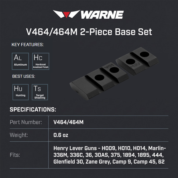 product variation WARNE Vapor Matte Base Set for Marlin Lever Action 336, 1894, 1895 (V464/464M) image