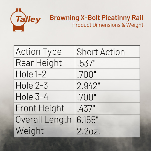 product variation TALLEY Browning X-Bolt Hell's Canyon Short Action 20 MOA Picatinny Rail (P0MHC735) image