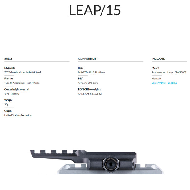 product variation SCALARWORKS Leap/15 Eotech XPS 1.93in Height Mount (SW2500) image