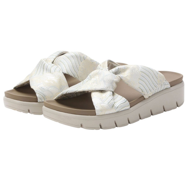 product variation Alegria Rylie womens satin scarf tie slide sandal in Iced Cream image