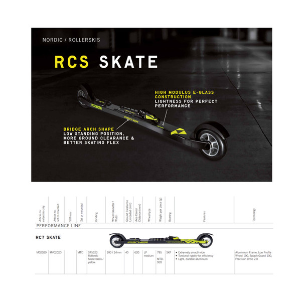 product variation FISCHER RC7 Black/Yellow Skate Mounted Rollerskis (MV02020) image