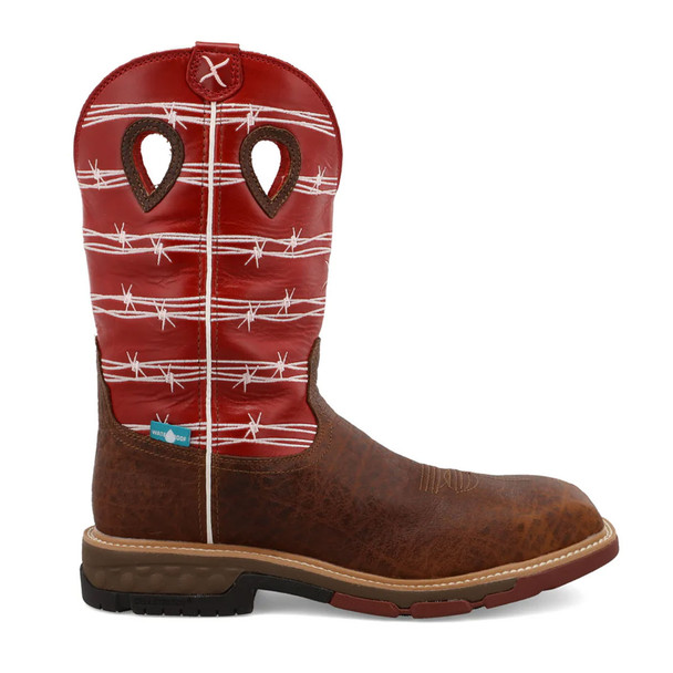 product variation TWISTED X Men's 12in Western Distressed Saddle and Ruby Work Boot (MXBNW01) image
