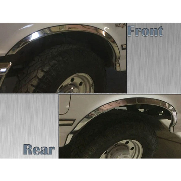 product variation QAA 4-Piece Molded Stainless Steel Wheel Well Fender Trim Molding Fits 1987-1996 Ford F-150 (WZ17308) image