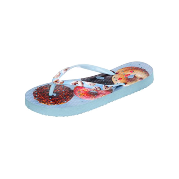 SHOWAFLOPS Womens Doughnuts Light Blue/Multi Flip-Flops (7700)