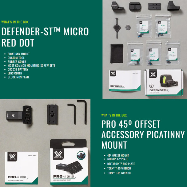 product variation Defender-ST 6 MOA Micro Red Dot Sight (Black) w/ Pro 45 Degree Offset Accessory Picatinny Mount image