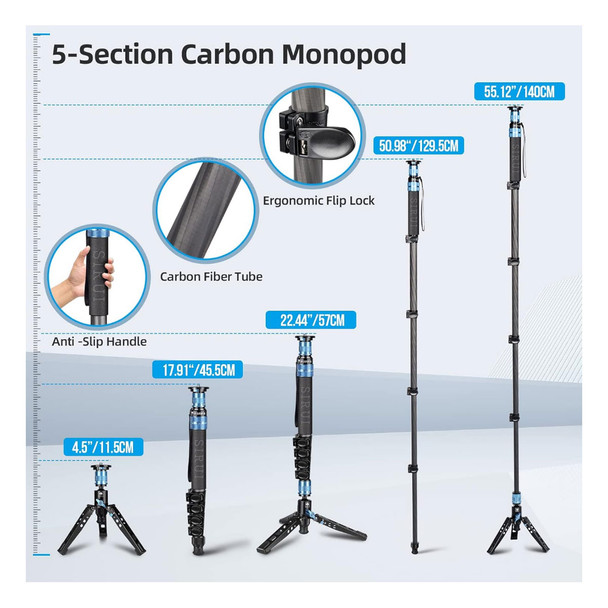 product variation SIRUI P325FS 5 Section Carbon Fiber 360 Panning Monopod (P325FS) image