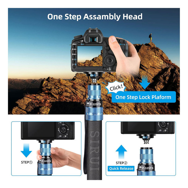 product variation SIRUI P325FS 5 Section Carbon Fiber 360 Panning Monopod With VH-10 Fluid Video Head image