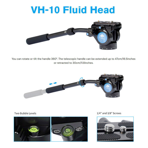 product variation SIRUI P424FS 4 Sections Carbon Fiber 360 Panning Monopod With VH-10 Fluid Video Head image