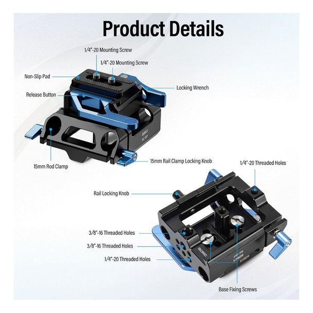 product variation SIRUI SC-BP Universal 15mm Rod Clamp Camera Quick Relesae Compatible Baseplate (SC-BP) image
