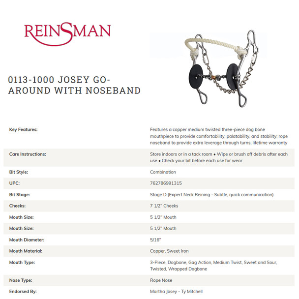 product variation CIRCLE Y Josey Go Around Bit with Noseband (0113-1000) image