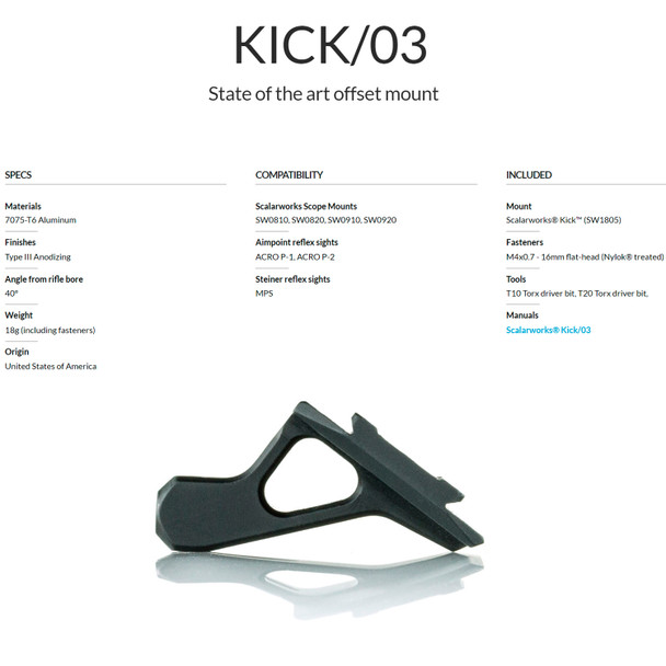 product variation SCALARWORKS Kick/03 Offset Aimpoint ACRO Right Hand Mount (SW1805) image