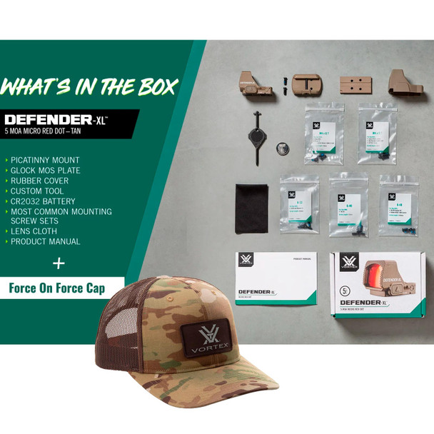 product variation Defender-XL 5 MOA Micro Red Dot Sight (Tan) w/ Force On Force Cap image