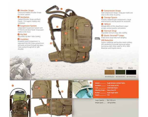 SOURCE Assault 20L/3L Coyote Hydration Cargo Pack (4010430203)