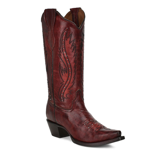 product variation CORRAL Women's Wine Embroidery & Studs Western Boots (L2067-M-05) image