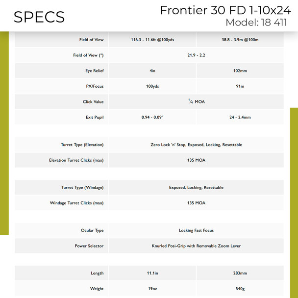 product variation HAWKE Frontier 30 FD 1-10x24 MOA FD Riflescope (18411) image