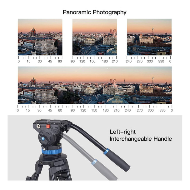 product variation SIRUI SH15 Aluminum 61.06in Height 75mm Bowl Video Tripod With Fluid Head (SH15) image