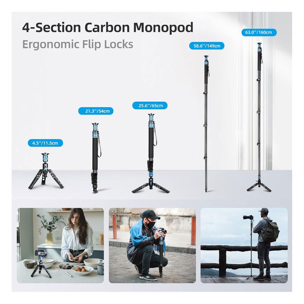 product variation SIRUI P-424FS Carbon Fiber 10x 4 Sections Monopod (P424FS) image