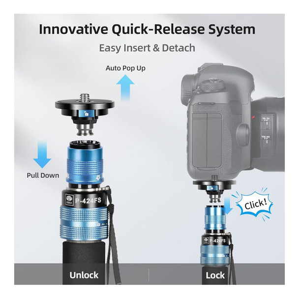 product variation SIRUI P-424FS Carbon Fiber 10x 4 Sections Monopod (P424FS) image