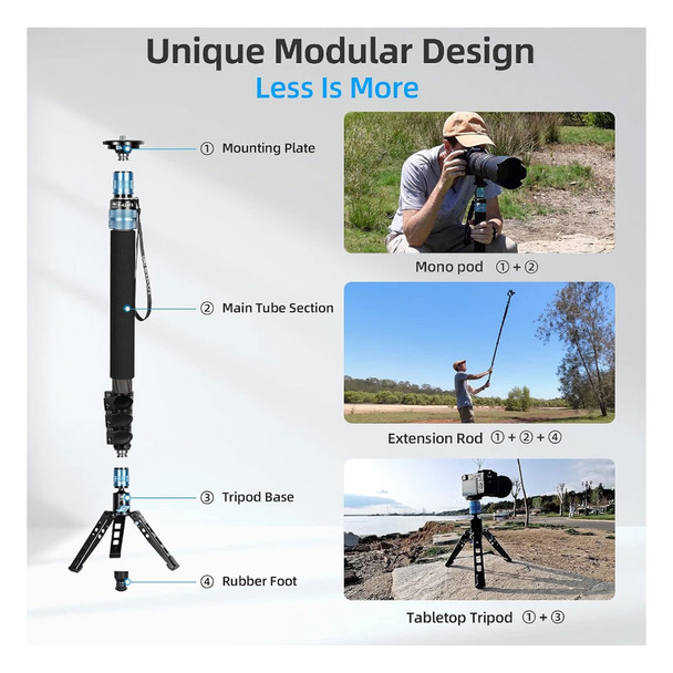product variation SIRUI P-424FS Carbon Fiber 10x 4 Sections Monopod (P424FS) image