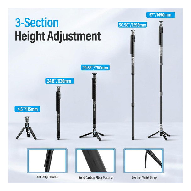 product variation SIRUI SVM-145 Rapid System One-Step Height Adjustment Carbon Fiber 10x Modular Monopod (SVM-145) image