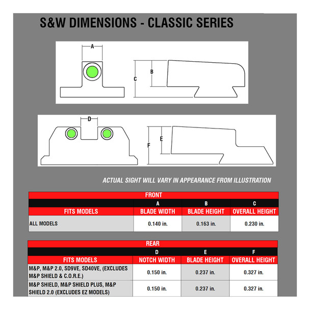 product variation WILLIAMS Triton Classic Series White Night Sights for S&W M&P Shield and Shield Plus/M2.0 (Exculdes EZ) (689472) image