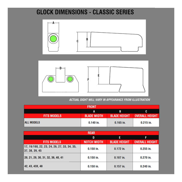 product variation WILLIAMS Triton Classic Series White Night Sights for Glock 17, 19/19x, 22, 23, 24, 26, 27, 33, 34, 35, 37, 38, 39, 45 (694293) image