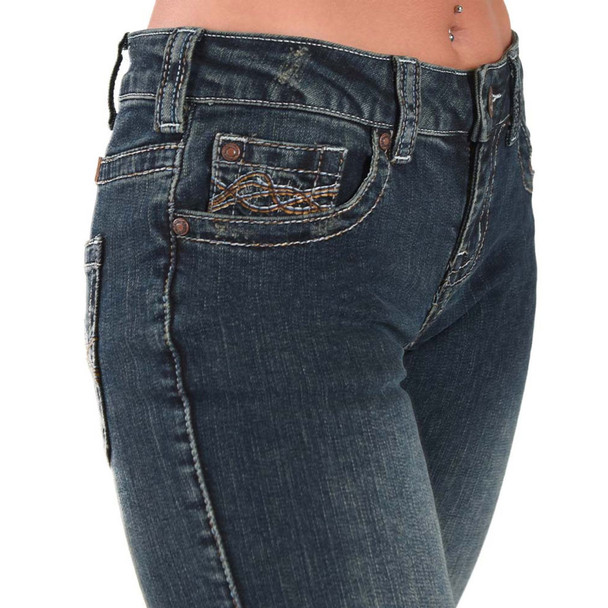 product variation Cowgirl Tuff Company Women's Don't Fence Me In Dark Wash Jeans (C01-JDARKH-DWH) image
