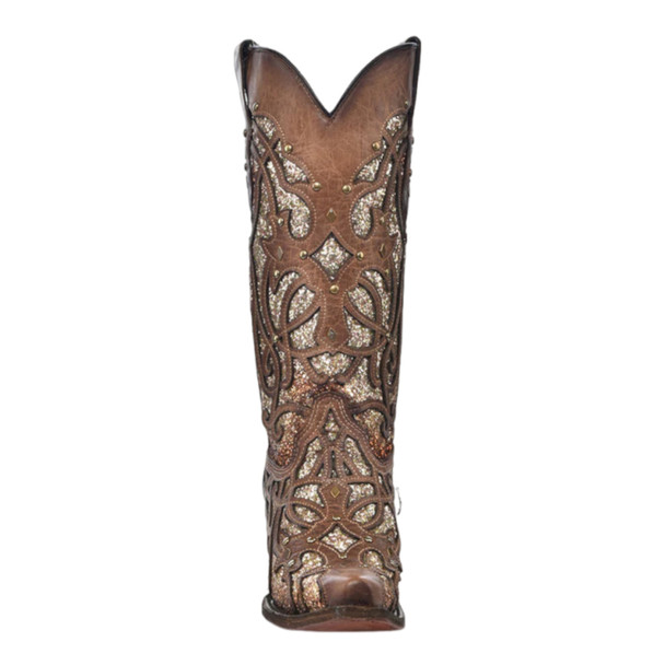product variation CORRAL Womens Orix Glittered Inlay and Studs Brown Snip Toe Cowboy Boots (C3331-LD) image