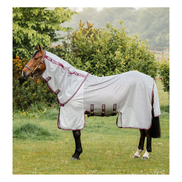 product variation HORSEWARE IRELAND Amigo Vamoose Silver and Burgundy Bug Buster with No-Fly Zone (AFRR3V-IQWQ) image