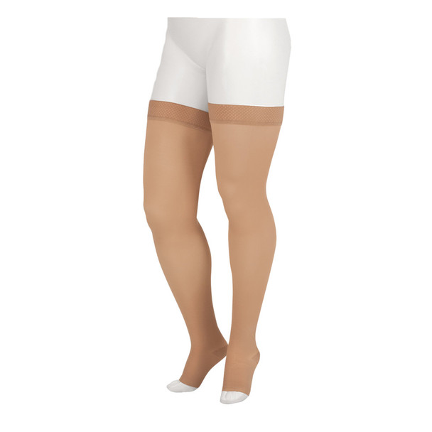 product variation JUZO 30-40 mmHg Soft Compression Open Toe Short Silicone Beige Thigh High Stockings image