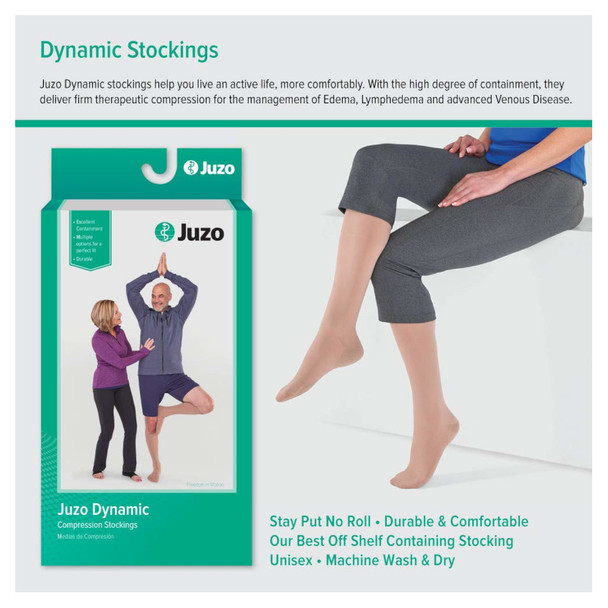 product variation JUZO 20-30 mmHg Dynamic Short 5cm Silicone Beige Knee High Stockings image
