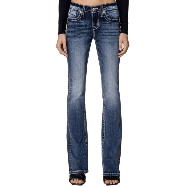 product variation MISS ME Women's Classic Cool Big M 25W x 34L Mid Rise Bootcut Jeans (M3817B11) image