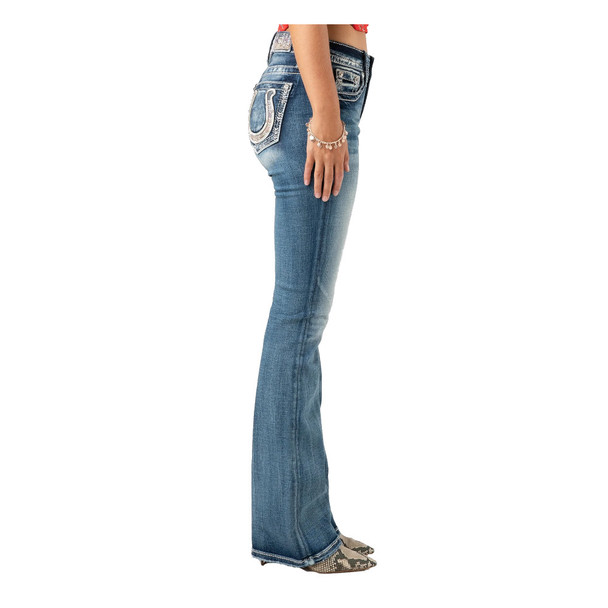 product variation MISS ME Women's Arrow Horseshoe Lucky Bootcut Light Blue Jeans (M3853B) image