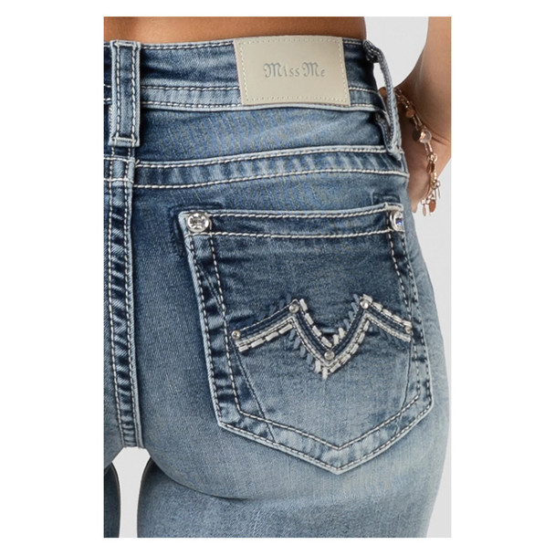 product variation MISS ME Women's Pocket Mid-Rise M Pieced Bootcut Medium Blue Jeans (M3889B) image