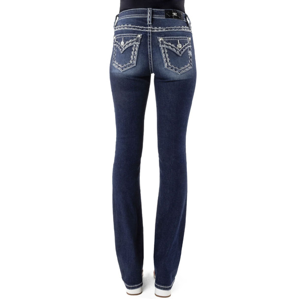 product variation MISS ME Women's Metallic Border Stitch Dark Blue Mid-Rise Bootcut Jeans (M5014B398) image