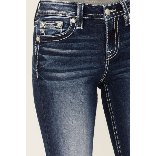 product variation MISS ME Women's Silver Cross Dark Blue Mid-Rise Bootcut Jeans (M9229B) image