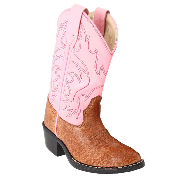 product variation OLD WEST Girl's J Toe Tan Canyon/Pink Western Boot (8139) image