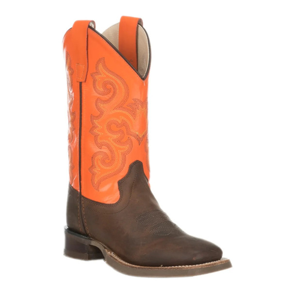 product variation OLD WEST Boy's (Children) Broad Square Toe Brown and Neon Orange Boots (BSC1867) image