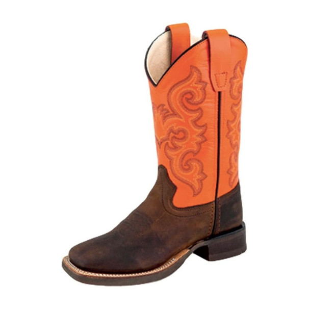 product variation OLD WEST Boy's (Children) Broad Square Toe Brown and Neon Orange Boots (BSC1867) image