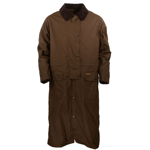 OUTBACK TRADING Mens Wax Cotton Waterproof Long Western Bronze