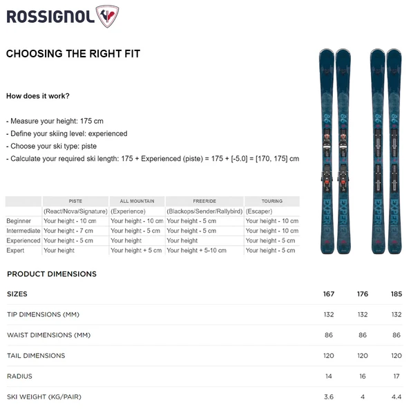 product variation ROSSIGNOL Men's Experience 86 TI All Mountain Skis with SPX14 Konect GW Binding (RRMFP03) image