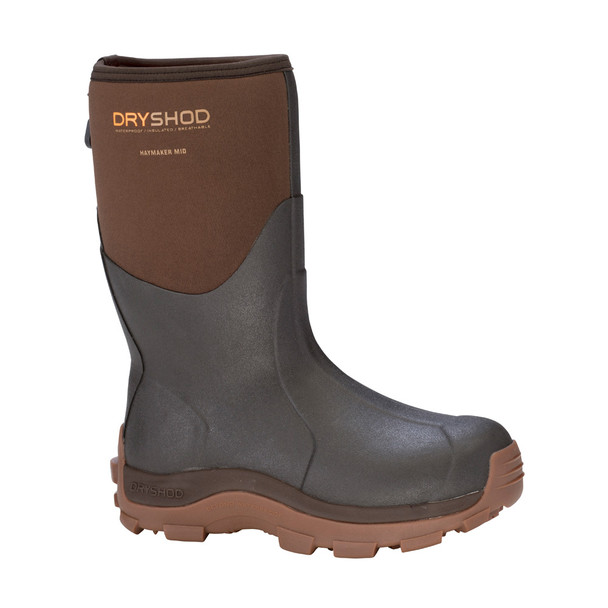 DRYSHOD Mens Haymaker Mid Brown/Peanut Hard-Working Farm Boot (HAY-MM-BR)