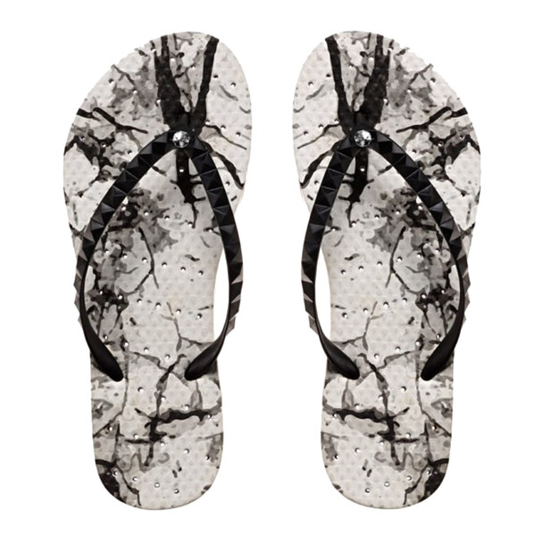 product variation SHOWAFLOPS Womens White Marble White/Black Flip-Flops (9001) image