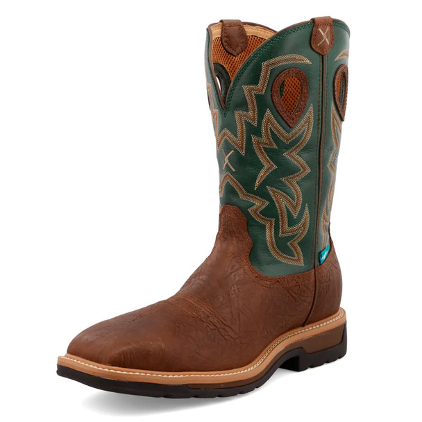 product variation TWISTED X Men's 12in Lite Western Steel Toe Distressed Shoulder/Green Work Boot (MLCSW01) image